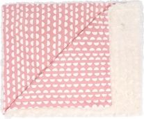 Dětská deka bavlna s Minky - VZOR na korálovém/Minky smetanová - obrázek 1