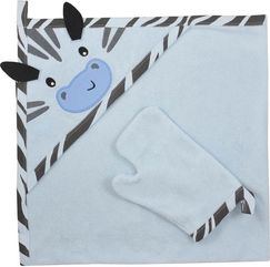 Osuška dětská froté se žínkou - KOALA HAPPY ZEBRA modrá - 90x90cm - obrázek 1