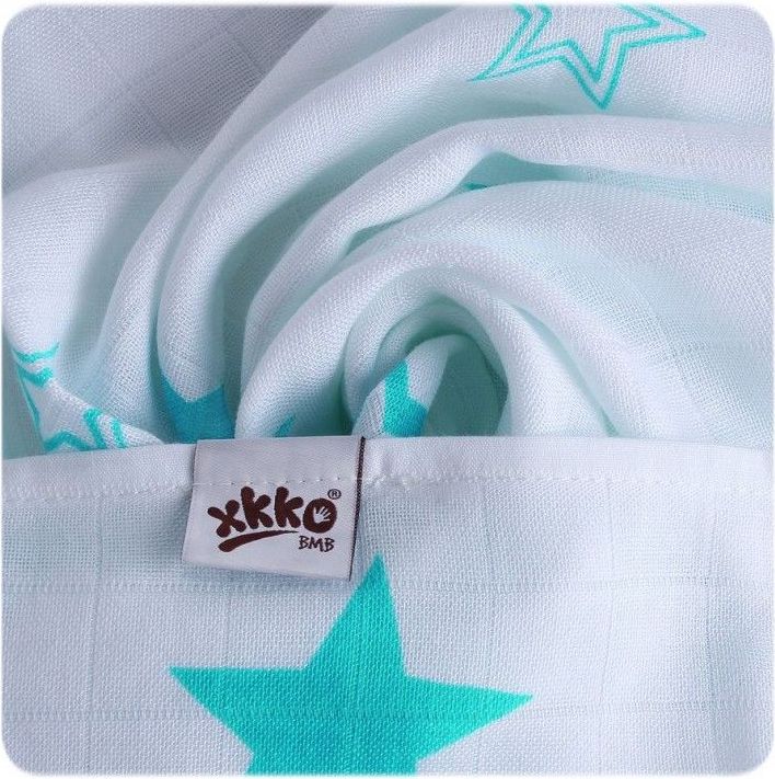 Kikko Bambusové pleny XKKO®BMB Turquoise Stars MIX 70x70cm - 3ks - obrázek 3