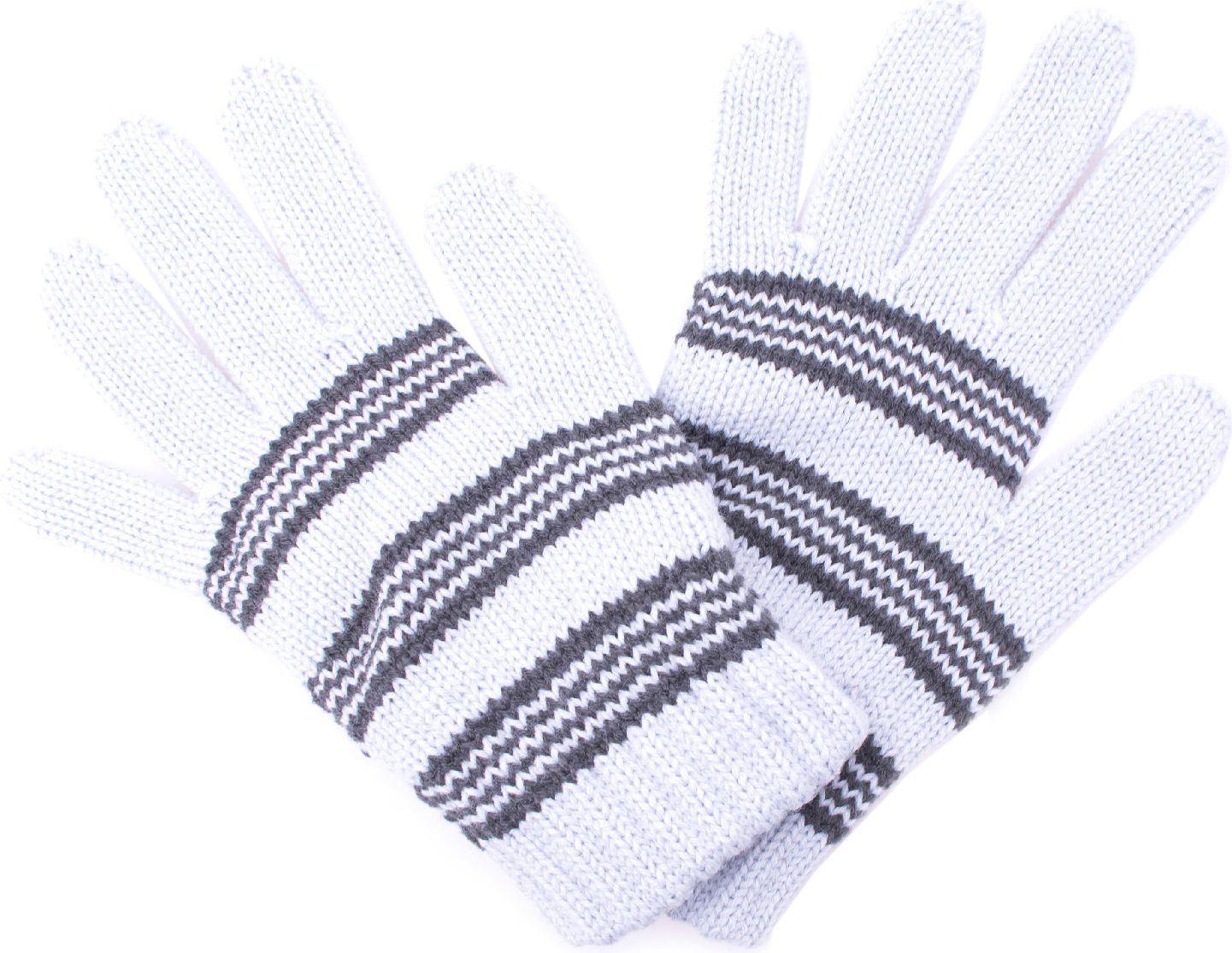 Zimní rukavice Pletex 10970 Světle šedá s proužky Velikost (Size): 9 - 12 - obrázek 1