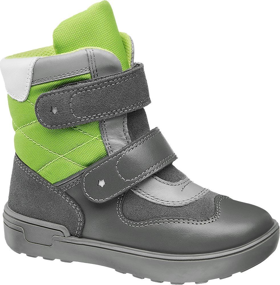 Deichmann - Bartek Šedo-zelená kožená kotníková obuv na suchý zip Bartek 22 šedá - obrázek 1