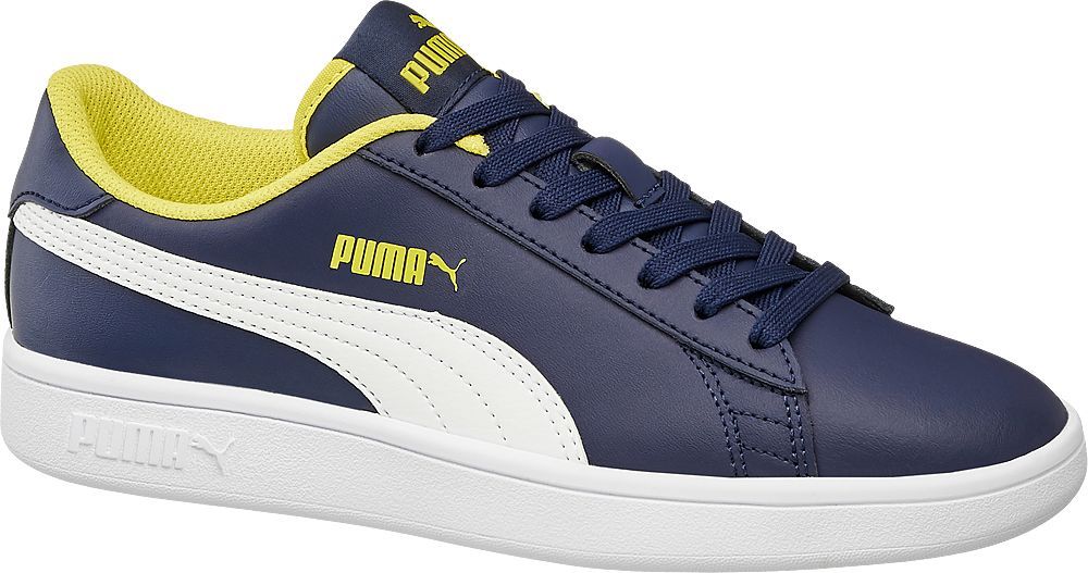 Deichmann - Puma Tmavě modré kožené tenisky Puma Smash V2 Jr 36 modrá - obrázek 1