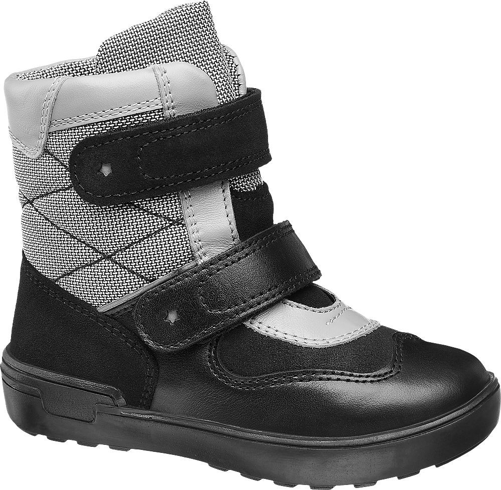 Deichmann - Bartek Černo-šedá kožená kotníková obuv na suchý zip Bartek 24 černo-šedá - obrázek 1