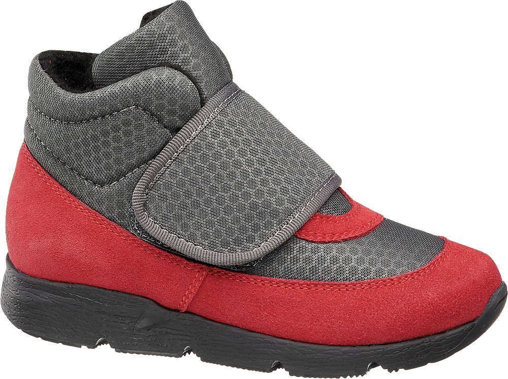 Deichmann - Bartek Šedo-červená kožená kotníková obuv na suchý zip Bartek 29 červená - obrázek 1