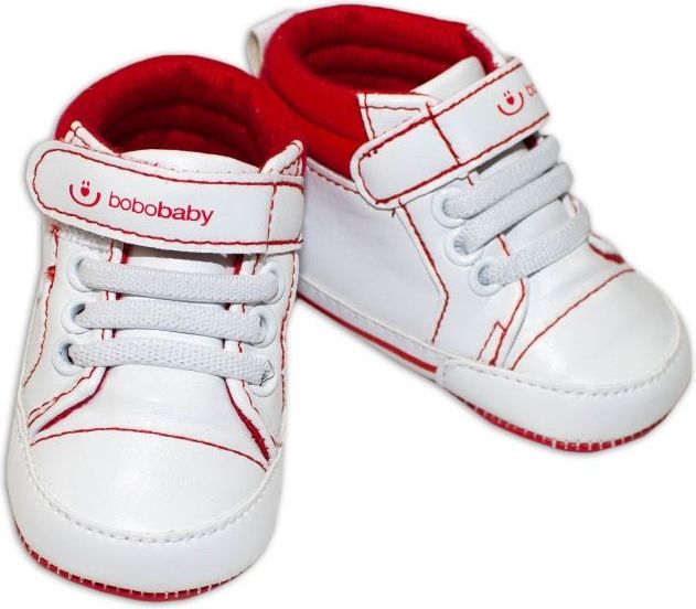 Jarní capáčky/tenisky BOBO BABY - bílé/červené, vel. 6/12 m - obrázek 1