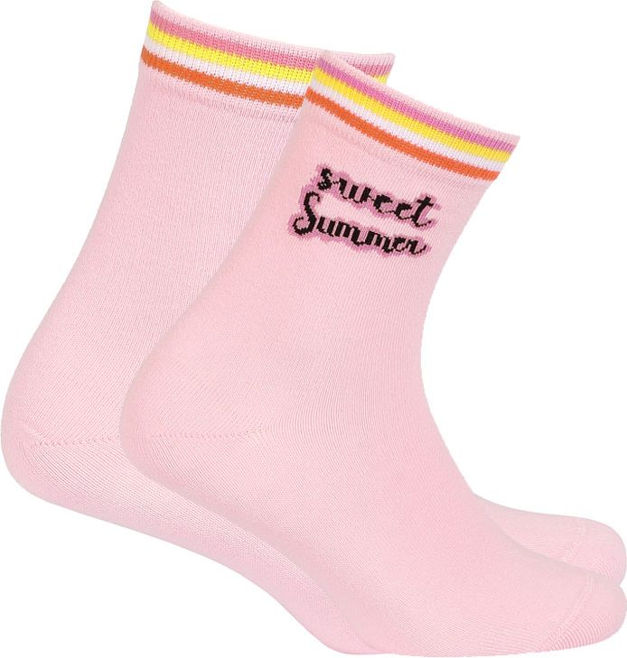 Dívčí ponožky s nápisem WOLA SWEET SUMMER růžové Velikost: 27-29 - obrázek 2