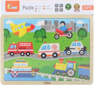 Dřevěné puzzle 24 dílků - doprava - obrázek 1