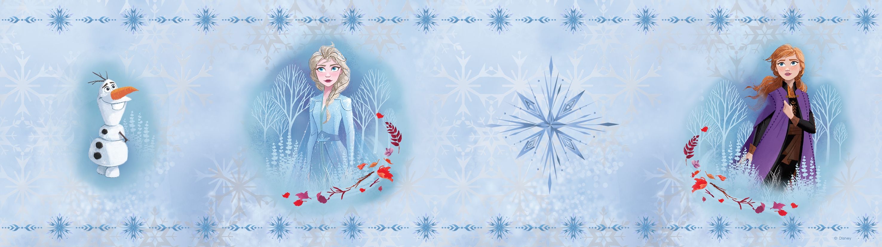 DĚTSKÁ SAMOLEPICÍ BORDURA NA ZEĎ FROZEN 2 MODRÁ 10 cm - obrázek 1