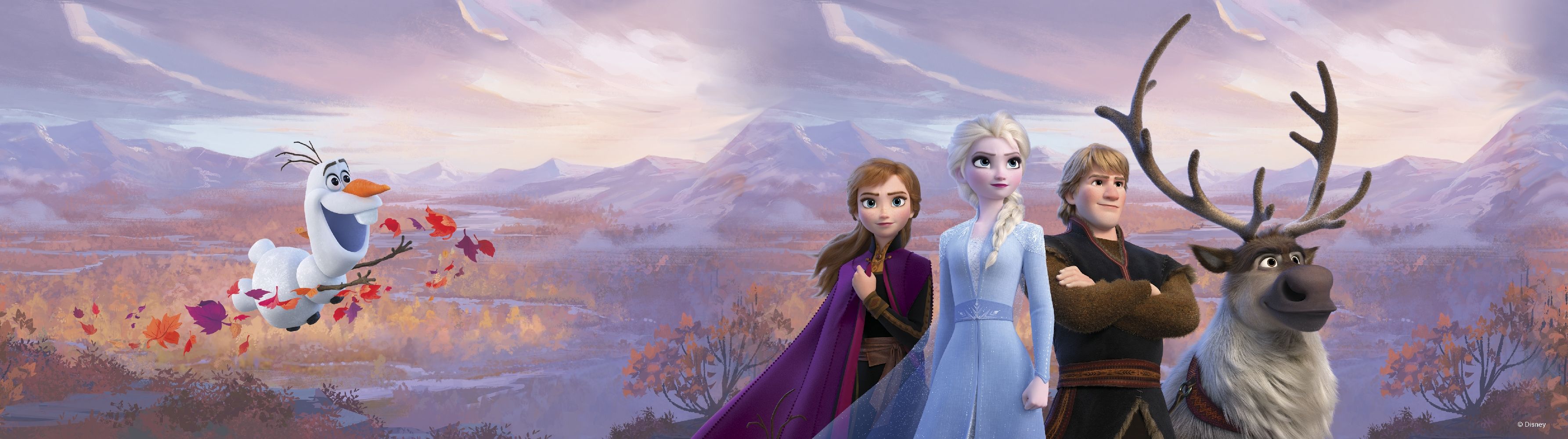 DĚTSKÁ SAMOLEPICÍ BORDURA NA ZEĎ FROZEN 2 FAMILY 10 cm - obrázek 1
