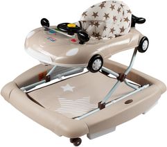 Chodítko dětské 2v1 - S HOUPAČKOU CAR béžové - BabyMix - obrázek 1
