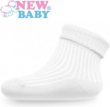 Kojenecké pruhované ponožky New Baby bílé, Bílá, 56 (0-3m) - obrázek 1