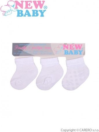 Kojenecké pruhované ponožky New Baby bílé - 3ks, Bílá, 56 (0-3m) - obrázek 1