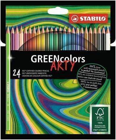 Pastelky "GreenColors ARTY", 24 různých barev, šestihranná, STABILO, set 24 ks - obrázek 1