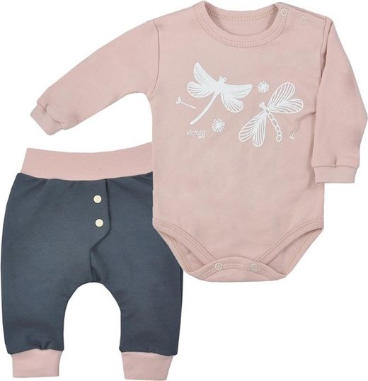 KOALA | Koala Vážka | 2-dílná bavlněná kojenecká souprava Koala Vážka vintage růžová | Růžová | 86 (12-18m)