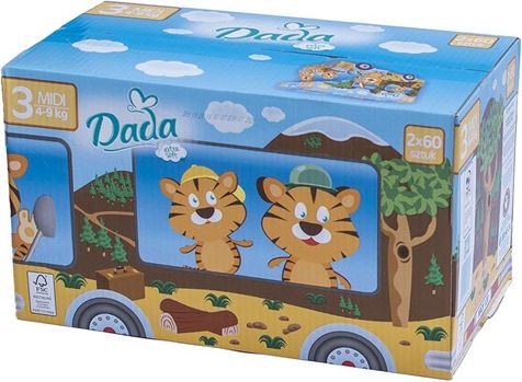 Dada | Dada | Dětské jednorázové pleny DADA Extra Soft 3 MIDI 4-9 kg 120 ks výhodný BOX KARAVAN | Bílá | - obrázek 1