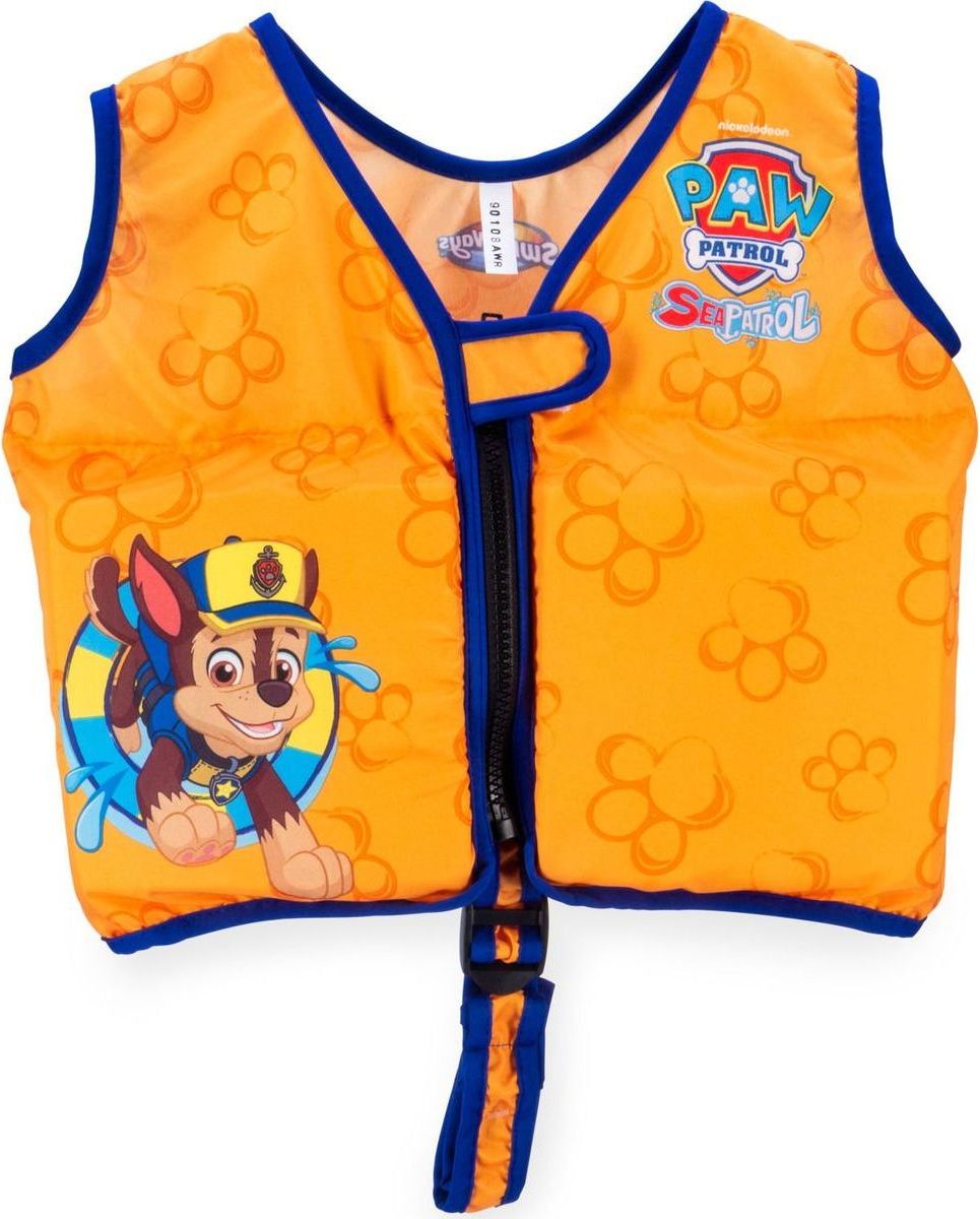 Swimways Plavací vesta na zip Paw Patrol oranžová Chase - obrázek 1