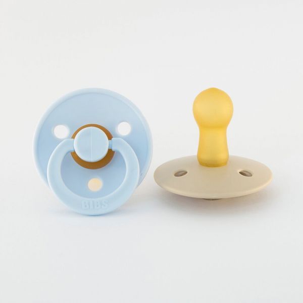 BIBS Dudlíky z přírodního kaučuku 2ks - velikost 2, baby blue-vanilla - obrázek 1