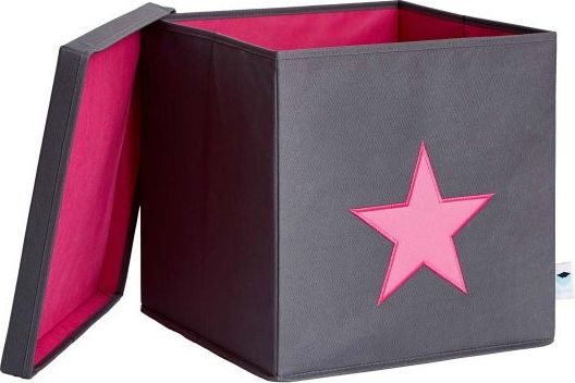 STORE IT Úložný box s víkem šedá s růžovou hvězdou - obrázek 1