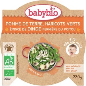BabyBio menu brambory a fazolky s krůtími plátky 230g - obrázek 1