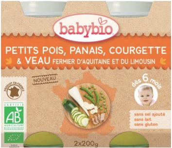 BabyBio menu hrášek a pastinák s cuketou a telecím masem 2x200g - obrázek 1