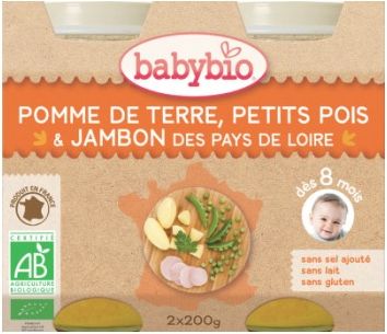 BabyBio menu brambory a hrášek se šunkou 2x200g - obrázek 1