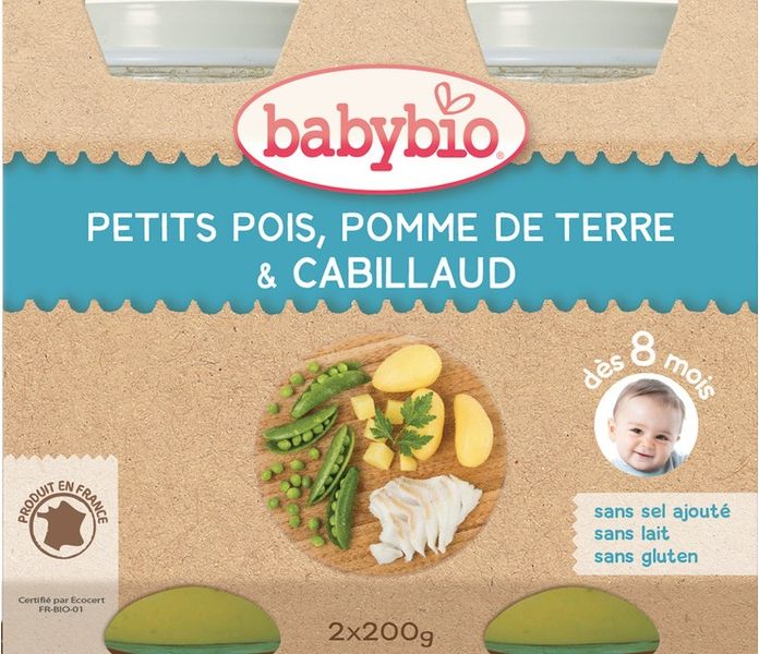 BabyBio menu hrášek a brambory s islandskou treskou 2x200g - obrázek 1