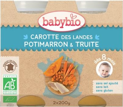 BabyBio Večerní menu mrkev a dýně se pstruhem 2x200g - obrázek 1
