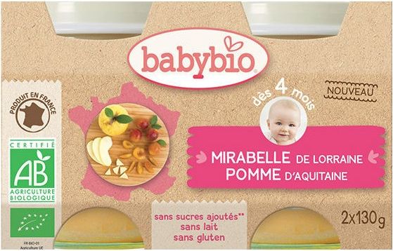 BabyBio příkrm mirabelky jablko 2x130g - obrázek 1