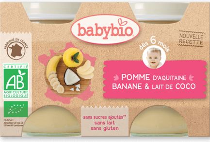 BabyBio příkrm jablko banán s kokosovým mlékem 2x130g - obrázek 1