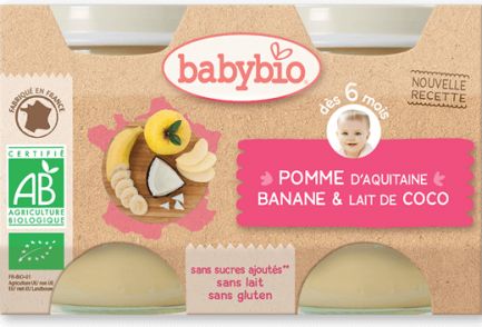 BabyBio příkrm jablko banán s kokosovým mlékem 2x130g - obrázek 1