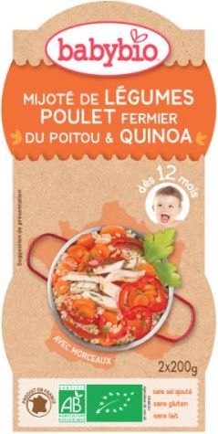 BabyBio menu zelenina s kuřecím masem a quinoa 2x200g - obrázek 1