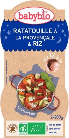 BabyBio večerní menu Ratatouille po provensálsku s rýží 2x200g - obrázek 1
