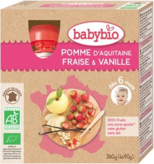 BabyBio kapsička jablko jahoda vanilka 4x90g - obrázek 1
