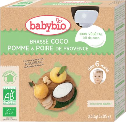 BabyBio svačinka s kokosovým mlékem - jablko a hruška 4 x 85 g - obrázek 1