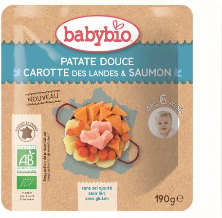 BabyBio menu sladké brambory s mrkví a lososem 190g - obrázek 1