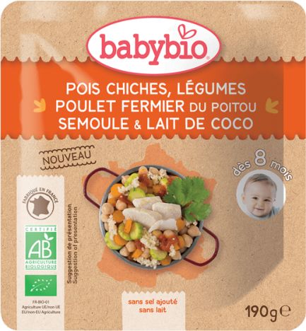 BabyBio menu cizrna se zeleninou, kuřecím masem a kokosovým mlékem 190g - obrázek 1