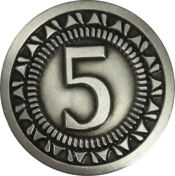 TLAMA games Univerzální mince pro deskové a RPG hry hodnoty "5" - obrázek 1