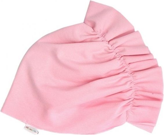 Mamatti Bavlněná  dětská čepice - turban  světle růžový - 0-1rok - obrázek 1