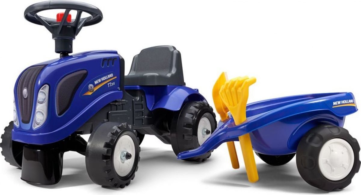 Falk Odstrkovadlo traktor New Holland modré s volantem a valníkem - obrázek 1