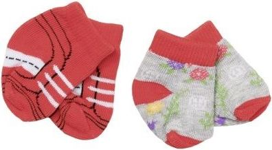 BABY born Ponožky (2 páry) červené + šedé s kytičkami - obrázek 1
