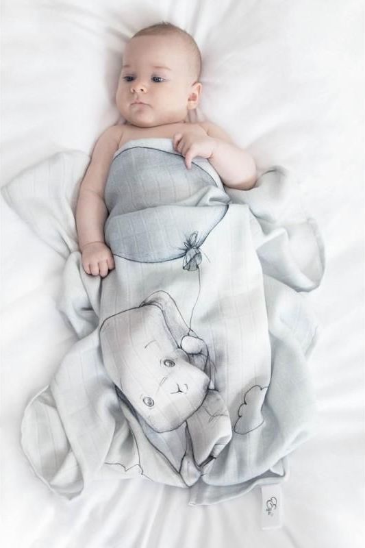 Effiki  Bambusová swaddle přikrývka 70x95 Effík s balónem - obrázek 4
