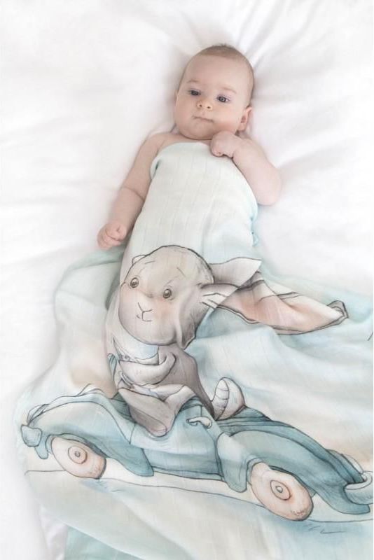 Effiki  Bambusová swaddle přikrývka 70x95 Effík závodník - obrázek 2