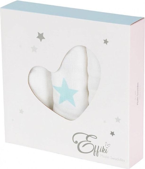 Effiki  Mušelínová swaddle přikrývka 2-set Stars Blue 115 x 115 cm - obrázek 2