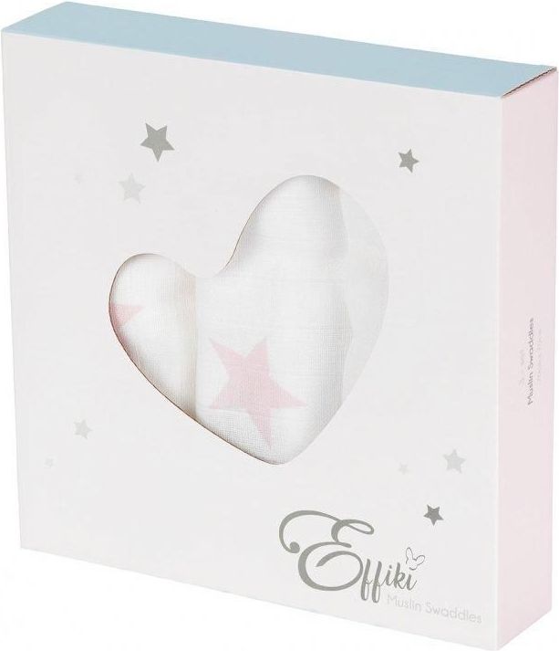 Effiki  Mušelínová swaddle přikrývka 2-set Stars Pink 115 x 115 cm - obrázek 4