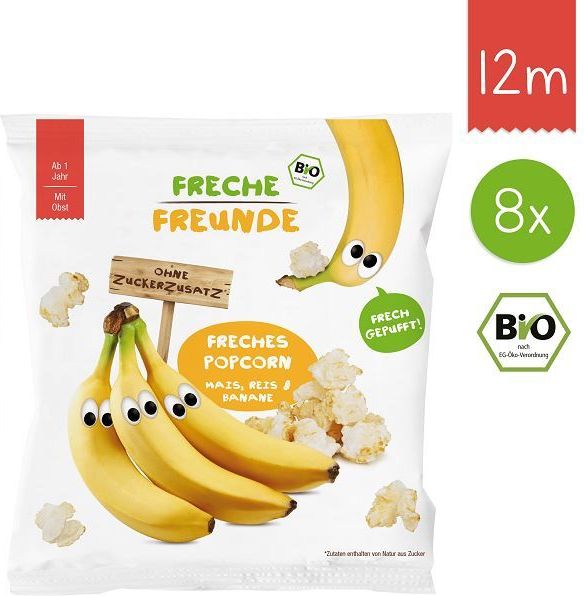 Freche Freunde BIO Popcorn Kukuřice, rýže a banán 8x20g - obrázek 1