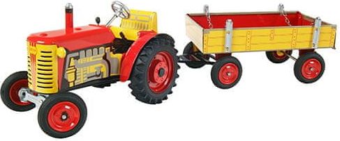 KOVAP Traktor Zetor s valníkem, plechový červený, červené kov. disky - obrázek 1