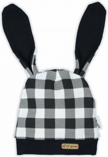 Nicol NICOL Kojenecká čepice Bunny kárko - černobílá, vel. 74 - obrázek 1