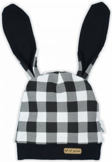 Nicol NICOL Kojenecká čepice Bunny kárko - černobílá, vel. 80 - obrázek 1