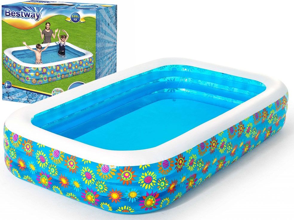 Mamido  Dětský nafukovací bazének s květinami 305 x 183 x 56 cm - obrázek 1