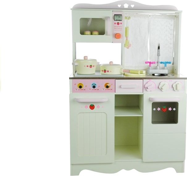 Mamido  Dětská dřevěná kuchyně s příslušenstvím růžová  2259 - obrázek 1